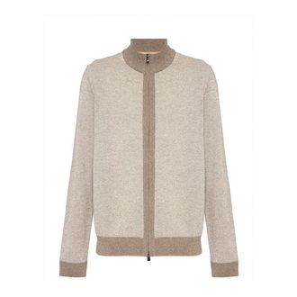 HUGO BOSS Zip Cardigan - male - Hugo - Cardigans - Beige - M - Knitwear