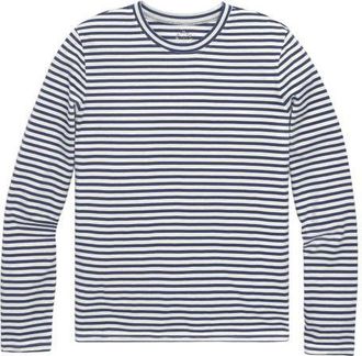 primary Womens Fit Long Sleeve Everyday Stripe Tee in Ivory Sunwashed Navy Stripe at Nordstrom, Size X-Small
