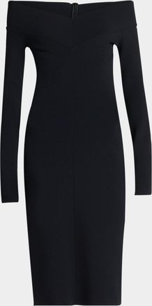 Stella McCartney Off-the-Shoulder Compact Knit Midi Dress