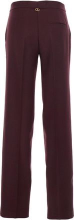 Twinset Womens Violet Stretch Wool Blend Pants Textile Paper Trousers
