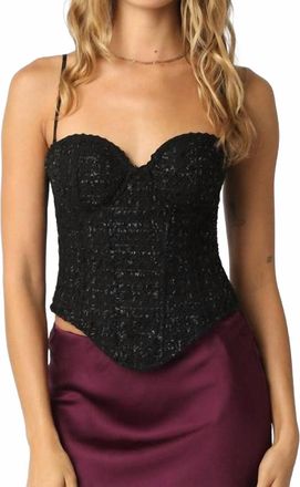 Olivaceous Eva Sequin Top In Black