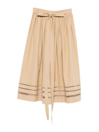 Ermanno Scervino Camel Cotton Midi Skirt