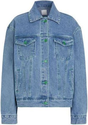 8 by YOOX ORGANIC COTTON DENIM OVERSIZE TRUCKER JACKET W/ CONTRAST TRIMS