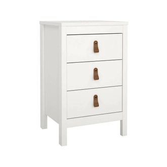 Dmora Dmora - Mesa De Noche Lombardia, C&oacute;moda Baja, Mesilla De Noche, Estante De La Cama, 44x38 H70 Cm, Blanco
