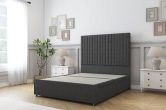 Sloomy Manhattan Dumfries Divan Bed Base No Drawers - 54 Headboard in Dark Grey | Size: Small Double