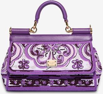 Dolce & Gabbana Handtasche aus Canvas mit Majolika-Stickerei Small Sicily