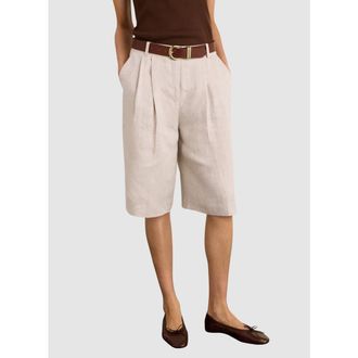 Baukjen Tobi Long Tailored Linen Shorts in Neutral at Nordstrom, Size 10