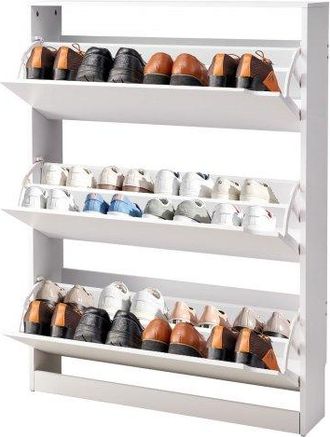 OEM Zapatero Con 3 Puertas Abatibles, Zapatero Compacto Y Moderno, Organizador Independiente Para Entrada, Pasillo, Sal&oacute;n, Porche, 800 X 220 X 1165 Mm, Bl