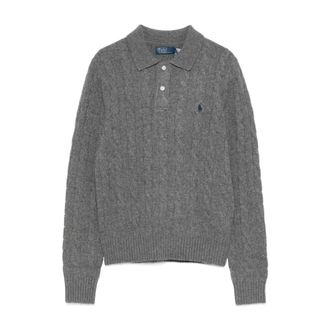 Polo Ralph Lauren Cable-Knit Wool-Cashmere Polo Jumper - female - Polo Ralph Lauren - Round-neck Knitwear - Gray - S - Knitwear