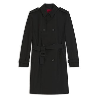 HUGO BOSS Water-repellent trench coat in a cotton-blend twill