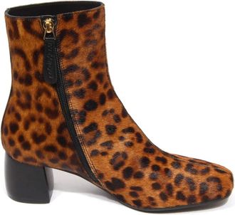 Maliparmi Luipaardprint Enkellaarzen met Rits - Dames - Laarzen met Hak - Bruin - 37 EU - Schoenen