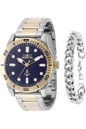 Invicta OCEAN VOYAGE 48304 Heren Horloge - Quartz Uurwerk - Roestvrij Staal met blauwe Wijzerplaat - 43mm