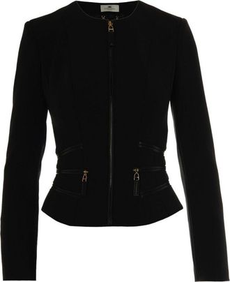 Elisabetta Franchi Fitted Black Jacket With High Neckline