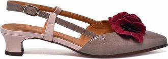Chie Mihara Brown Pointed-Toe Slingback Patent Leather Sandals