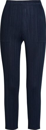 Pleats Please Issey Miyake Pleated Tapered-leg Woven Trousers - Navy - 3