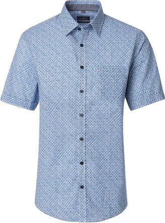 Casamoda Blauw geprint Overhemd Casa Moda patroon