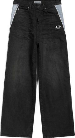 Balenciaga Wide Jeans, male, Black, Size: W34 Piping Detail Denim Pants