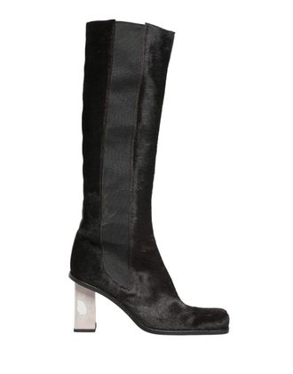 Dolce & Gabbana Black Suede Leather Knee High Boots Womens Shoes (Pre-Owned)