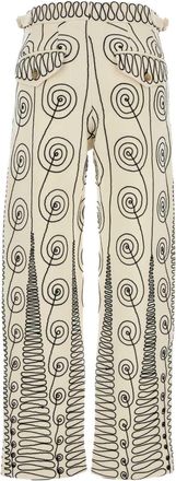 Bode Mens Quillwork Trousers Beige Wool