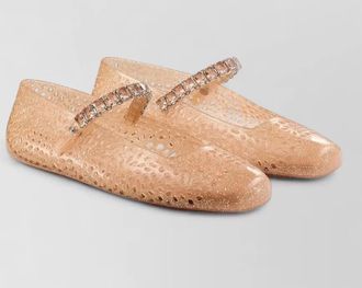 Jimmy Choo London crystal-embellished jelly ballerina flats