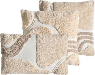 Beliani Conjunto De 3 Cojines Decorativos De Algod&oacute;n Con Dise&ntilde;o Capiton&eacute; 45/30 X 45/50 Cm Beige/blanco Alstonia