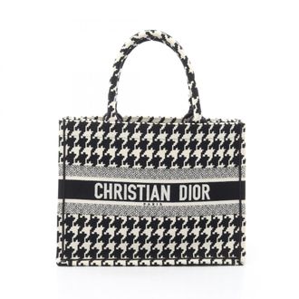 Dior Black White Canvas Handbag Tote Bag (Pre-Owned)