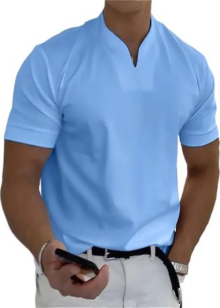Generic Lininco Mens Shirts, 2025 New Men Gentlemans Business Sleeve Quick-Dry Fitness T Shirt Mens Casual Summer Shirts (Sky Blue,S)
