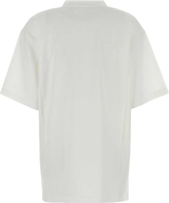 Balenciaga Womens Logo-Graphic Cotton T-Shirt White