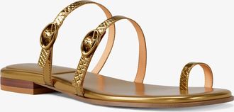 Michael Kors Kya Metallic Snake Embossed Leather Flat Sandal