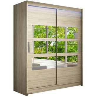 Mirjan24 Armario Closico 157, Roble Sonoma, 200x150x58cm, Puertas De Armario: Correderas, N&uacute;mero De Estantes: 5, Led