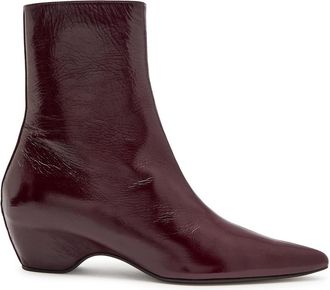 Khaite Sybil 40 Glossed Leather Ankle Boots - Burgundy - 38.5 (IT38.5 / UK5.5)