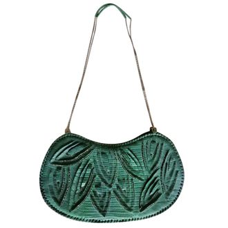 Versace Gianni Versace Vintage Green Lizard Leather Clutch