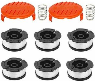 OEM Juego De 6 Carretes De Hilo Con 2 Tapas Para Reemplazar Los Desbrozadoras Black & Decker, Carrete De Repuesto, Tapa Para Desbrozadora Autoalimentada, 