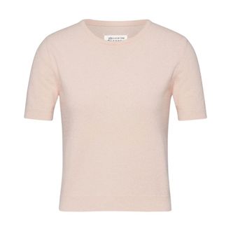 Maison Margiela Round-neck Knitwear, female, Pink, Size: XS Pale Pink Wool Sweater