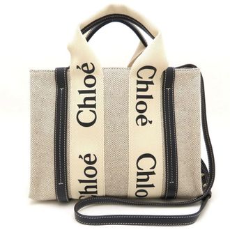Chlo&eacute; blue Linen Leather Handbag (Pre-Owned)