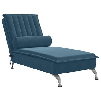 vidaXL Sof&aacute; Div&aacute;n De Masaje Con Coj&iacute;n De Terciopelo Azul Vidaxl