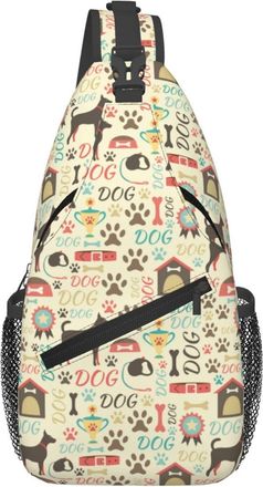 Generic Retro Dog Paw Dogs Kemps Cup Chest Bag Breathable Cross Body Bag Adjustable Daypack For Casual Traveling Workout