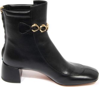 A.Bocca Zwarte leren enkellaarzen met rits - Dames - Laarzen met Hak - Zwart - 40 EU - Schoenen