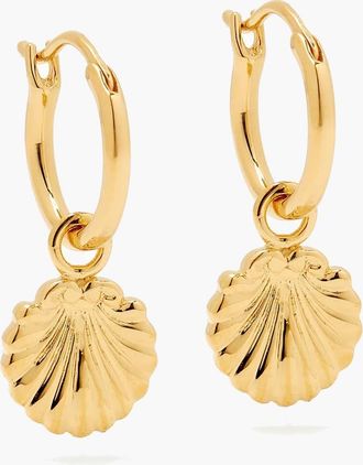 Yoj Concha Mini Charm Hoop Earrings in Gold at Nordstrom