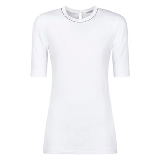 Brunello Cucinelli Brunello Cucinelli, T-Shirts, female, White, Size: S Monili-detail Cotton T-Shirt