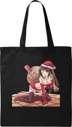 Generic Merry Xmas Christmas Holiday Anime Girl Cute Japan Natural Ecological Cotton Tote Bag Black