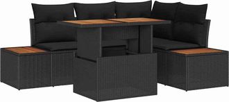 vidaXL Set Divano Da Giardino 5 Pz Nero Poly Rattan Vidaxl