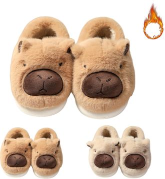 Generic Capybara Plush Slippers - Funny, Cute, Non-Slip, Cozy, Warm House Slippers for Women & Men (Brown, Adult, UK 6-7, Medium)