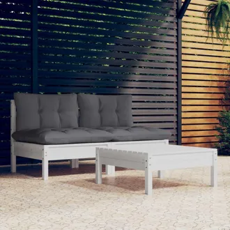 vidaXL Muebles De Jard&iacute;n 3 Pzas Con Cojines Antracita Madera De Pino Vidaxl