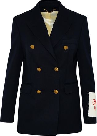 Golden Goose Tailored Gold-Accent Embroidered Double-Breasted Blazer