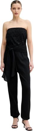 Lola Casademunt Strapless Jumpsuit met Kralen - Dames - Jumpsuits - Zwart - S - Katoen - Jumpsuits & Playsuits