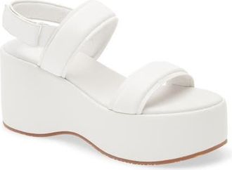 Chocolat Blu Kande Slingback Platform Wedge Sandal in White Leather at Nordstrom, Size 6.5