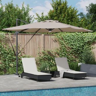 Berkfield Home Cantilever Roma Parasol with LEDs Taupe 286x285x270 cm Aluminium | Size: 286 x 285 x 270 cm