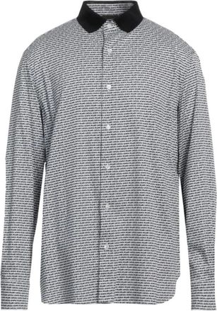 Emporio Armani Regular-fit overhemd met geribbelde kraag en logoprint - Heren - Casual Overhemden - Wit - S - Katoen - Overhemden