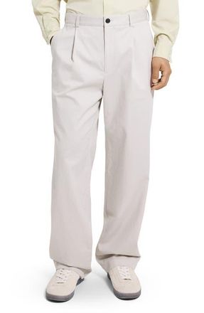 Theory Relaxed Pleat in Moonsoft Cotton Blend Pants in Silver Cloud - Uqa at Nordstrom, Size 40
